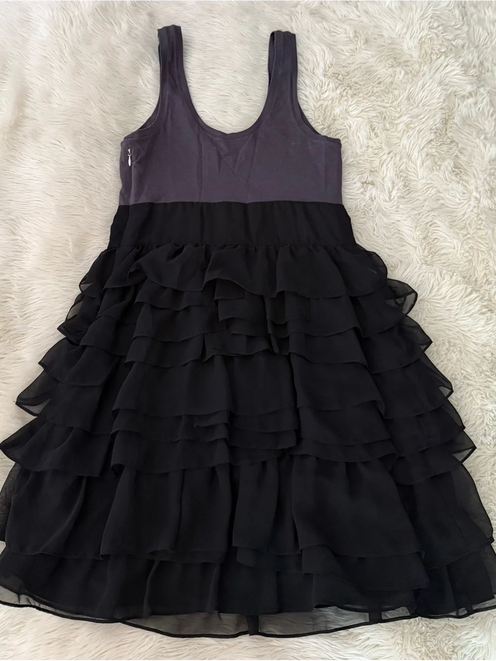 Express Black Ruffle Skirt Dress with Charcoal Bodice
